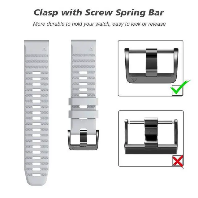 Alt view image 4 of 7 - Compatible with Fenix 6 Pro Band 22mm Easy Fit for Fenix 5/Fenix 5 Plus/Fenix 6/Fenix 6 Pro/Forerunner 935/Forerunner 945/Approach S60/Quatix 5(Blue/White)