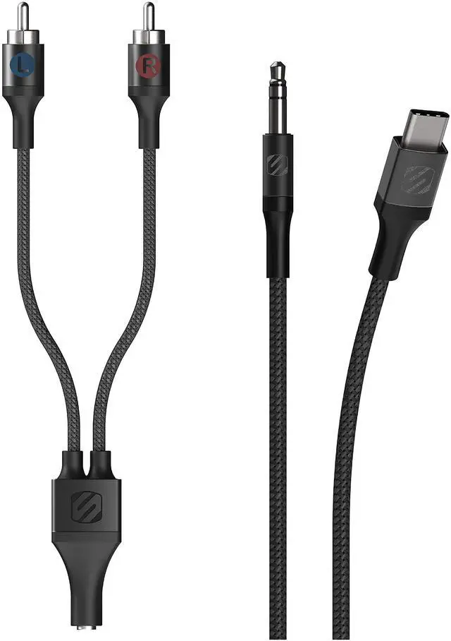 Main image of CAUXB4RCAA-SP 3.5mm AUX to USB-C Braided Cable & RCA Audio Adapter Kit 4-ft. Space Gray