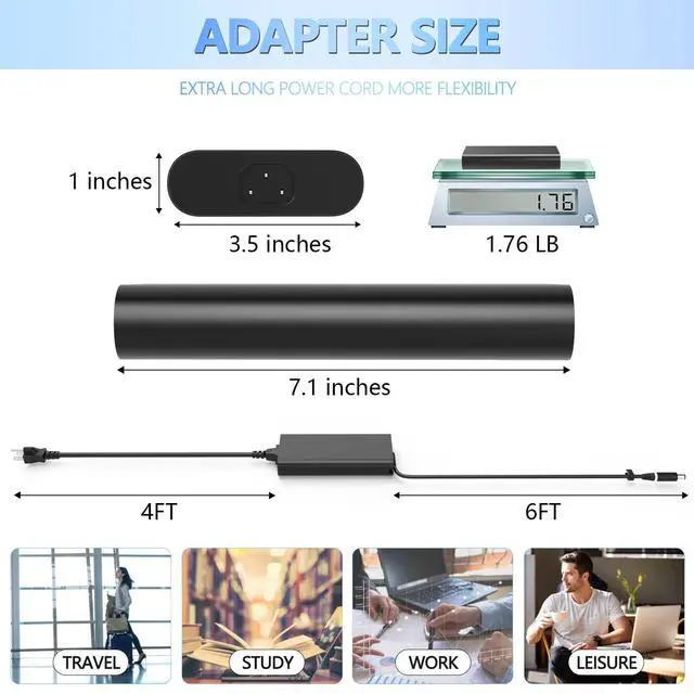 Alt view image 3 of 6 - GaN 330W 19.5V 16.92A Slim AC Charger Fit for Dell Alienware X17 X51 M18x M17 Dell G15 G16 5530 7630 7620 LA330PM201 HA330PM201 DA330PM201 Laptop Supply Power Adapter Cord