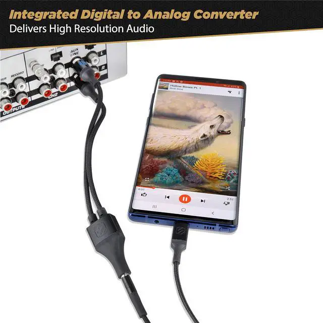 Alt view image 4 of 6 - CAUXB4RCAA-SP 3.5mm AUX to USB-C Braided Cable & RCA Audio Adapter Kit 4-ft. Space Gray