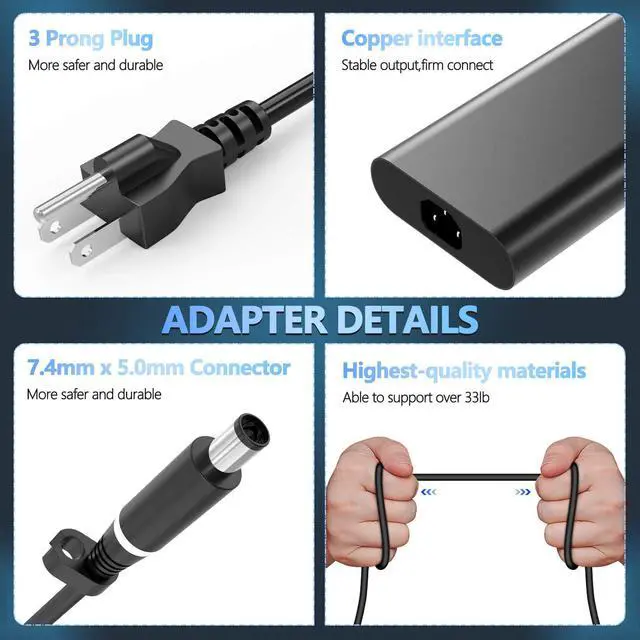 Alt view image 5 of 6 - GaN 330W 19.5V 16.92A Slim AC Charger Fit for Dell Alienware X17 X51 M18x M17 Dell G15 G16 5530 7630 7620 LA330PM201 HA330PM201 DA330PM201 Laptop Supply Power Adapter Cord