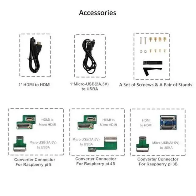 Alt view image 6 of 6 - Touchscreen Monitor for Raspberry Pi, 10.1'' IPS LCD Screen 1024 * 600 Smooth Touch, Built-in Dual Speakers, HDMI Input, Compatible with Raspberry Pi 5/4/3/Zero, Easy Set-up Driver-free (10.1 Inch)