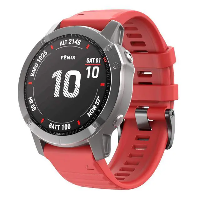Alt view image 2 of 7 - Compatible with Fenix 6 Pro Band 22mm Easy Fit for Fenix 5/Fenix 5 Plus/Fenix 6/Fenix 6 Pro/Forerunner 935/Forerunner 945/Approach S60/Quatix 5(Black/Red)