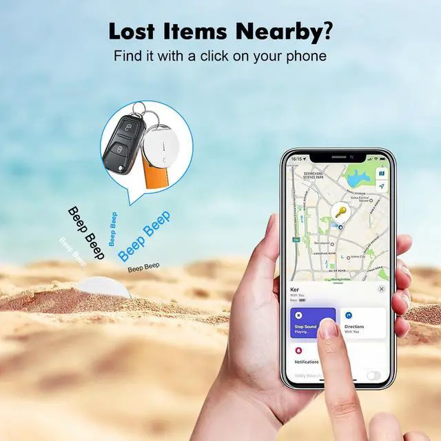 Alt view image 3 of 7 - Air Tracker 5 Pack Work with Apple Find My APP (iOS Only, Not for Android), Item Finders with Sound, Keys Finder and Item Locator for Luggage, Backpack, Suitcases, Replaceable Battery (White)