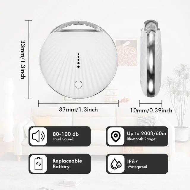 Alt view image 6 of 7 - Air Tracker 5 Pack Work with Apple Find My APP (iOS Only, Not for Android), Item Finders with Sound, Keys Finder and Item Locator for Luggage, Backpack, Suitcases, Replaceable Battery (White)