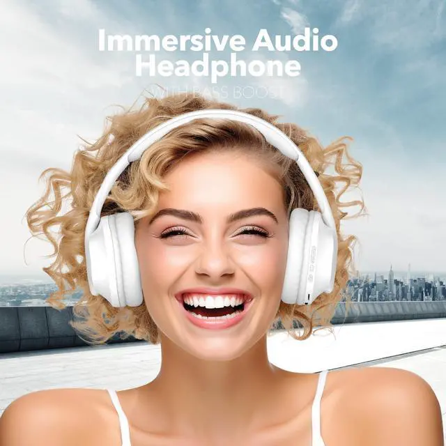 Alt view image 6 of 6 - Wave-55 Wireless Over-Ear Bluetooth Headphones Hi-Res Audio, Deep Bass, Adaptive Noise Cancelling, 12H Playtime, Foldable Comfort Cushions, Mic for Calls & Travel