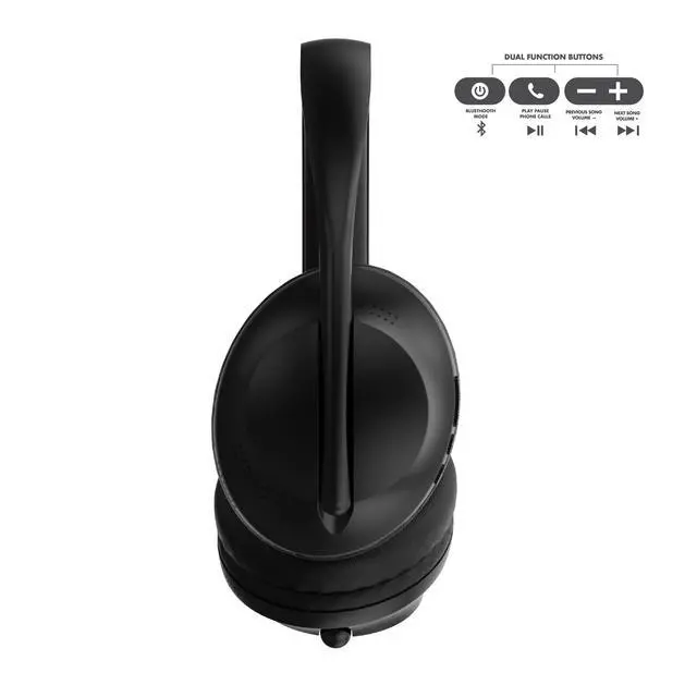 Alt view image 3 of 6 - Wave-55 Wireless Over-Ear Bluetooth Headphones Hi-Res Audio, Deep Bass, Adaptive Noise Cancelling, 12H Playtime, Foldable Comfort Cushions, Mic for Calls & Travel