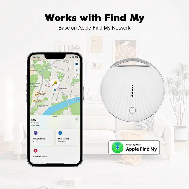 Alt view image 5 of 7 - Air Tracker 5 Pack Work with Apple Find My APP (iOS Only, Not for Android), Item Finders with Sound, Keys Finder and Item Locator for Luggage, Backpack, Suitcases, Replaceable Battery (White)