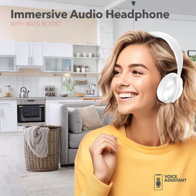 Alt view image 5 of 6 - Wave-55 Wireless Over-Ear Bluetooth Headphones Hi-Res Audio, Deep Bass, Adaptive Noise Cancelling, 12H Playtime, Foldable Comfort Cushions, Mic for Calls & Travel
