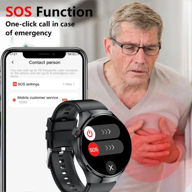 Alt view image 5 of 7 - Health Smart Watches for Women Men - 1.43" Fitness Watch with eart Rate, Blood Oxygen, Blood Pressure, Sleep and Stress Health Monitor, Call, SOS, 110+ Multisport Mode, Watch for Android & iOS