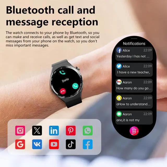 Alt view image 4 of 7 - Health Smart Watches for Women Men - 1.43" Fitness Watch with eart Rate, Blood Oxygen, Blood Pressure, Sleep and Stress Health Monitor, Call, SOS, 110+ Multisport Mode, Watch for Android & iOS