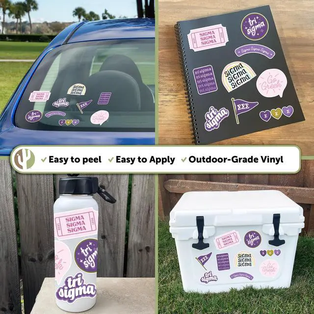 Alt view image 2 of 6 - Sigma Sigma Sigma Sticker Tri-Sigma Sheet Vinyl Decal Laptop Water Bottle Car Scrapbook (Cute Sheet) (Pack of 2)