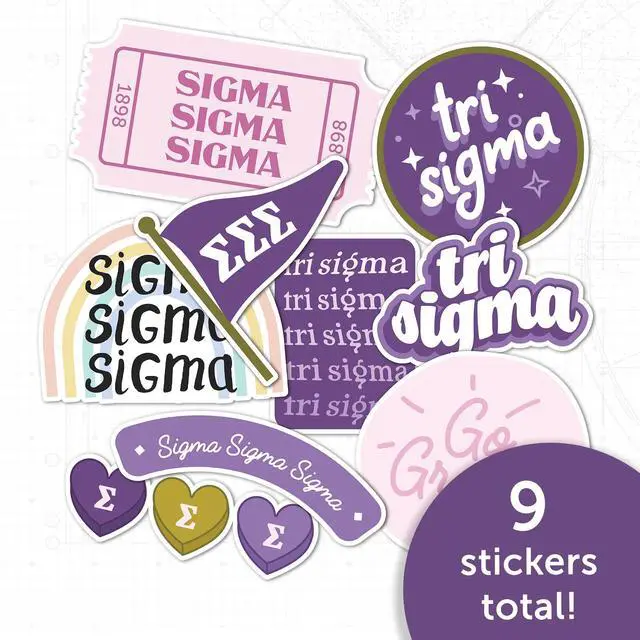 Alt view image 5 of 6 - Sigma Sigma Sigma Sticker Tri-Sigma Sheet Vinyl Decal Laptop Water Bottle Car Scrapbook (Cute Sheet) (Pack of 2)