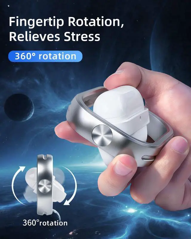 Alt view image 2 of 6 - Compatible with AirPods Pro 3 Generation 2025 Cases, 360° Rotatable Anti-Scratch, Support Wireless Charging Flocked Lining & Aluminum Alloy Frame-Shockproof Protective Cover for AirPods Pro 3