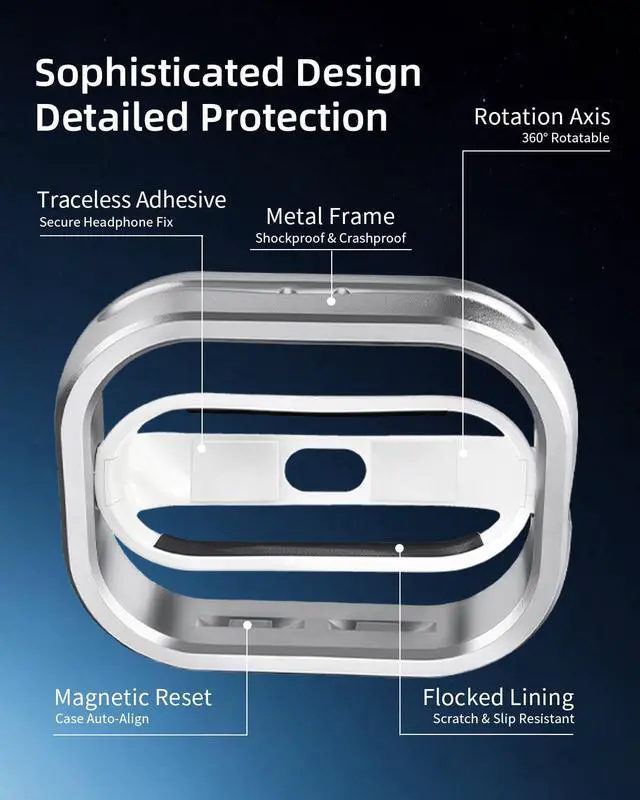 Alt view image 5 of 6 - Compatible with AirPods Pro 3 Generation 2025 Cases, 360° Rotatable Anti-Scratch, Support Wireless Charging Flocked Lining & Aluminum Alloy Frame-Shockproof Protective Cover for AirPods Pro 3