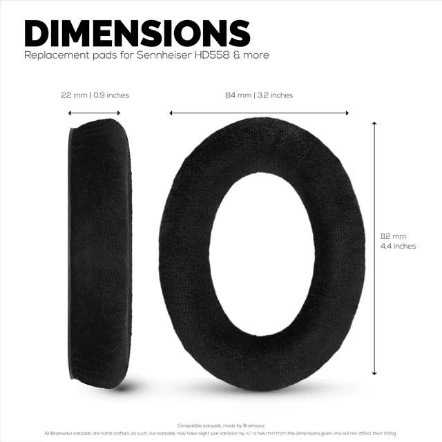Alt view image 5 of 6 - Replacement Earpads for Sennheiser HD598 (CS/SE/SR), HD599, HD558, HD518, HD595, HD569, HD579, HD560, HD555, HD515, HD559 Headphones, Soft Velour, Extra Comfort, by (Black)