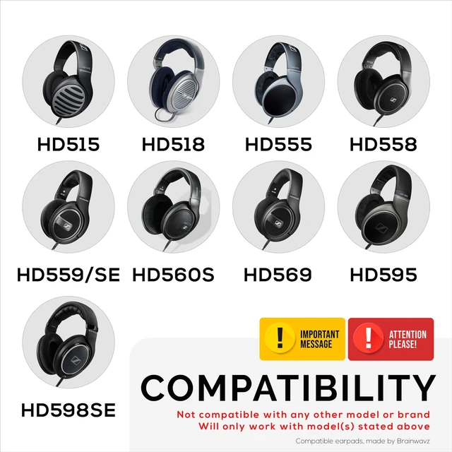 Alt view image 2 of 6 - Replacement Earpads for Sennheiser HD598 (CS/SE/SR), HD599, HD558, HD518, HD595, HD569, HD579, HD560, HD555, HD515, HD559 Headphones, Soft Velour, Extra Comfort, by (Black)