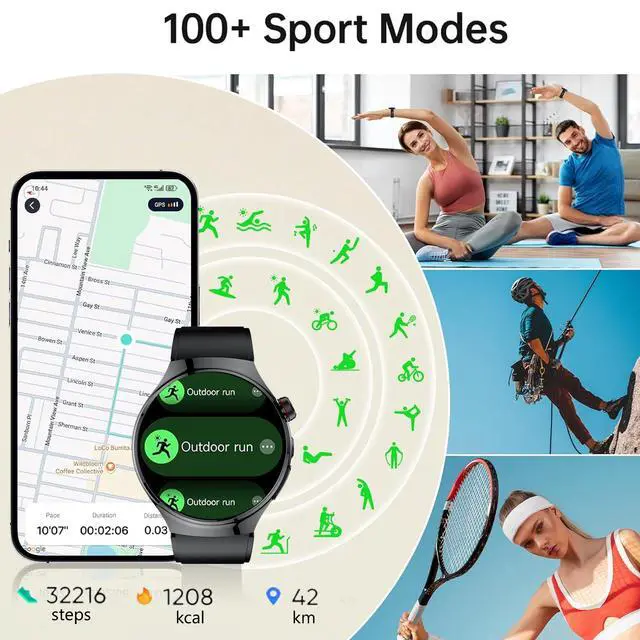 Alt view image 6 of 7 - Health Smart Watches for Women Men - 1.43" Fitness Watch with eart Rate, Blood Oxygen, Blood Pressure, Sleep and Stress Health Monitor, Call, SOS, 110+ Multisport Mode, Watch for Android & iOS