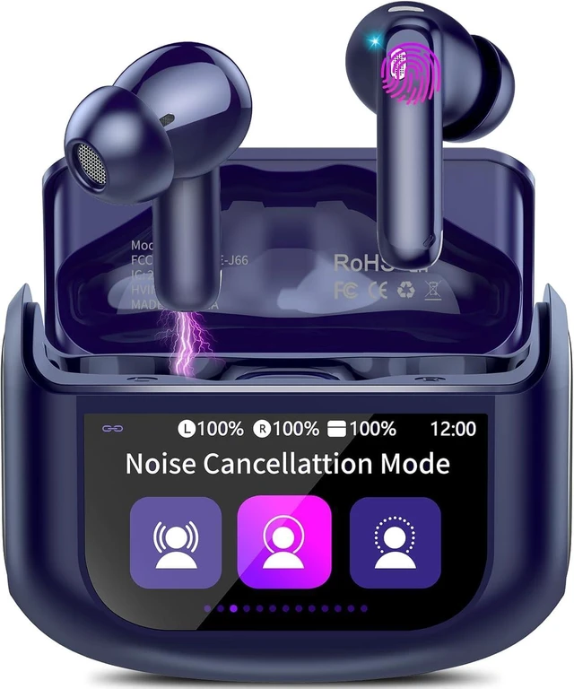 Main image of Wireless Earbuds, AI Translation Earbuds Real Time Touch Screen, Dark Blue 5 EQ Modes, 48H AI Ear Buds with ANC Noise Cancelling/Transparency Mode, IPX7 Waterproof, 164 Language/7 Translation Modes