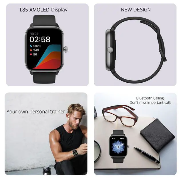 Alt view image 6 of 6 - Smart Watch Watches for Women & Men, Fitness trackers, Heart Rate Monitor, Blood Pressure, Waterproof, Smartwatch, Compatible Android & iPhone Phones, Smartwatches