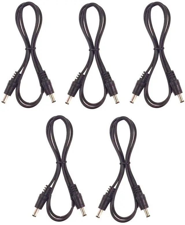 Main image of 5 Pack of 36 Inch 22 AWG DC Power Cable Male to Male 3 Foot 5.5mm X 2.1mm Barrel Plug