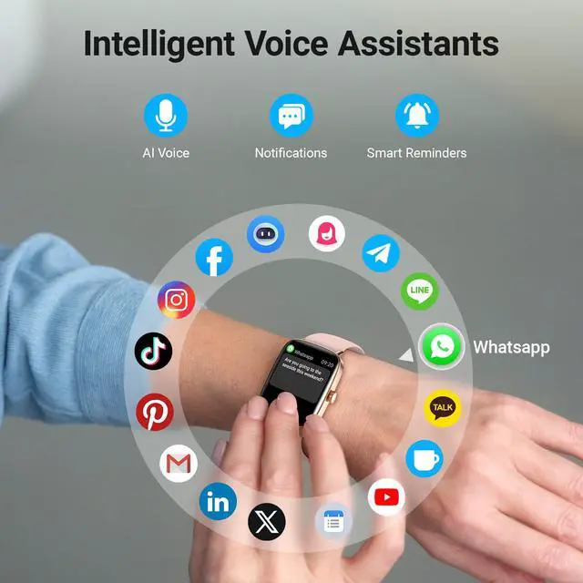 Alt view image 6 of 6 - Smart Watch for Women, Stainless Steel Bezel Fitness Tracker (Make/Answer Calls), IP68 Waterproof, Heart Rate SpO2 Monitor, Sleep & Activity Tracking Smartwatch for Android Phones iPhone