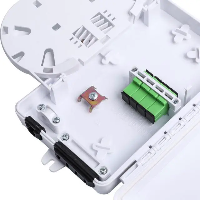 Alt view image 2 of 7 - 4-Port Fiber Optic Distribution Box - Waterproof ABS Plastic, SC/APC Fiber Coupler, White
