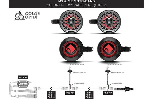 Alt view image 4 of 5 - RGB-6 Color Optix 6 Feet Extension Cable | Extends Distance from for PMX-RGB and Color Optix Speaker or Subwoofer