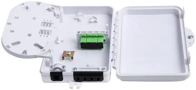 Main image of 4-Port Fiber Optic Distribution Box - Waterproof ABS Plastic, SC/APC Fiber Coupler, White