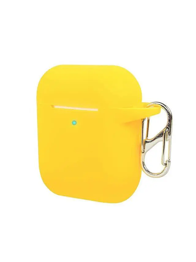 Alt view image 3 of 7 - Soft Silicone AirPods Case 2 &1 - Neon Yellow | Shockproof, 360° Protective Apple Airpods Case Cover with Keychain | Wireless Charging Compatible with Front LED Visible