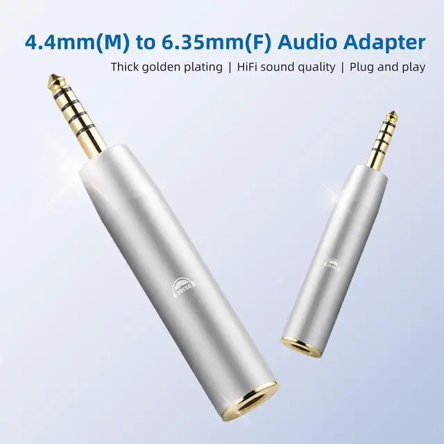 Alt view image 3 of 6 - DJ46 4.4mm Male to 6.35mm Female Audio Adapter, 24K Gold-Plated HiFi Balanced to Single-Ended Converter Solid Copper Plated, Compatible Headphones, Speakers, Amplifiers, Guitars, 1pcs