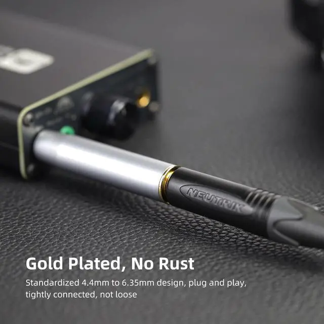Alt view image 5 of 6 - DJ46 4.4mm Male to 6.35mm Female Audio Adapter, 24K Gold-Plated HiFi Balanced to Single-Ended Converter Solid Copper Plated, Compatible Headphones, Speakers, Amplifiers, Guitars, 1pcs