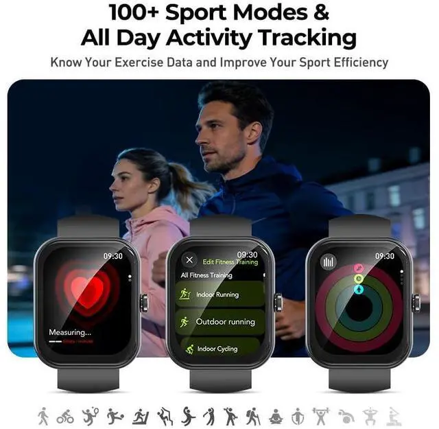 Alt view image 4 of 7 - Smart Watch for Men Women, 14 Day Battery, 1.87" Fitness Tracker for Android & iPhone, Answer/Make Calls, Alexa Built-in, IP68 Waterproof Watches 100+ Sport Modes, 24/7 Heart Rate & Sleep Monitor