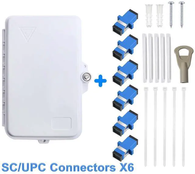 Alt view image 4 of 7 - 6-Port Fiber Optic Distribution Box - Waterproof ABS Plastic, SC/FC/E2000 Adapters, SC/UPC Fiber Coupler