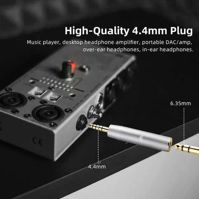 Alt view image 6 of 6 - DJ46 4.4mm Male to 6.35mm Female Audio Adapter, 24K Gold-Plated HiFi Balanced to Single-Ended Converter Solid Copper Plated, Compatible Headphones, Speakers, Amplifiers, Guitars, 1pcs