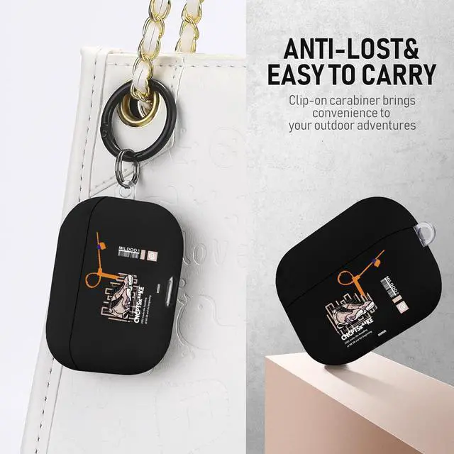 Alt view image 2 of 7 - for Airpods Pro Case, Cute Cool Sports Khaki Shoes Pattern TPU Soft Cases for Airpods Pro Case 1st Gen, Shockproof for Airpods Pro 2019 Case Men Women with Cleaner Kit & Lanyard