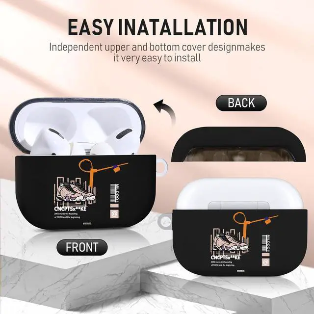 Alt view image 3 of 7 - for Airpods Pro Case, Cute Cool Sports Khaki Shoes Pattern TPU Soft Cases for Airpods Pro Case 1st Gen, Shockproof for Airpods Pro 2019 Case Men Women with Cleaner Kit & Lanyard
