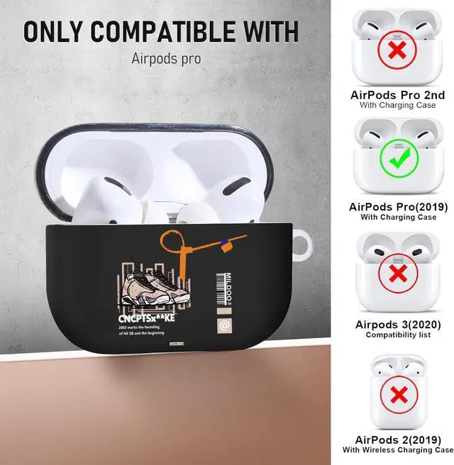 Alt view image 7 of 7 - for Airpods Pro Case, Cute Cool Sports Khaki Shoes Pattern TPU Soft Cases for Airpods Pro Case 1st Gen, Shockproof for Airpods Pro 2019 Case Men Women with Cleaner Kit & Lanyard