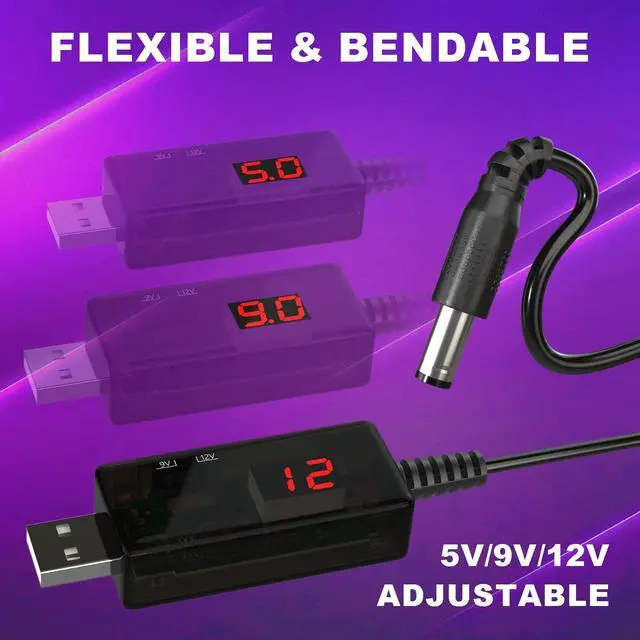 Alt view image 3 of 7 - 3 Pack LED Display USB to 12V Adapter - DC Voltage Regulator Adjustable 5V to 9V/12V Boost Converter, Step Up Converter with 8 DC Plug and USB Adapter