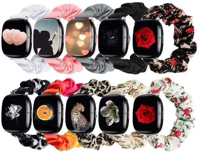 Main image of compatible with Fitbit Sense/Versa 3/Versa 4/Sense 2 Bands,for Women,Scrunchie Fabric Replacement Wristbands Straps,Accessories,Large Small