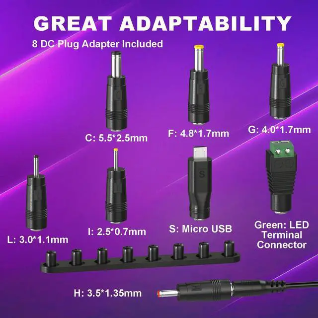 Alt view image 5 of 7 - 3 Pack LED Display USB to 12V Adapter - DC Voltage Regulator Adjustable 5V to 9V/12V Boost Converter, Step Up Converter with 8 DC Plug and USB Adapter
