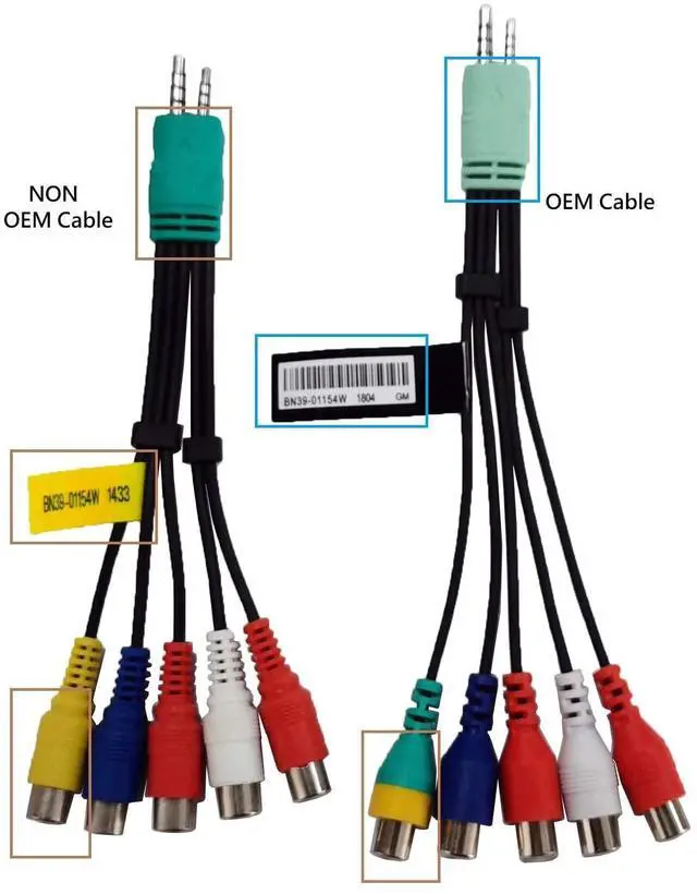 Alt view image 3 of 5 - Video Cable BN39-01154W 0.3m 3.5mm Male 2.5mm Male to 5RCA Female Plug Audio Video AV Adapter Cable Cord for Samsung LED TV, Compatible ME40A ME40B ME46A ME46B ME55A ME55B ME65B ME75B Series TV