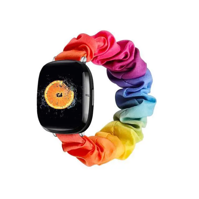 Alt view image 5 of 7 - compatible with Fitbit Sense/Versa 3/Versa 4/Sense 2 Bands,for Women,Scrunchie Fabric Replacement Wristbands Straps,Accessories,Large Small