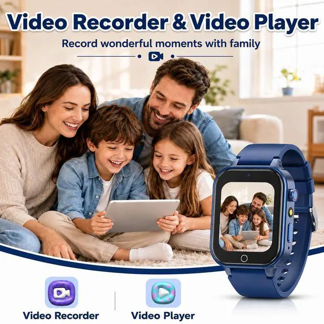 Alt view image 3 of 6 - Smart Watch for Kids 4-12 Years Boys Girls, Blue | 26 Puzzle Games, Camera, Video Music Player, Pedometer, Flashlight & Alarm Clock, Learning Education Toy