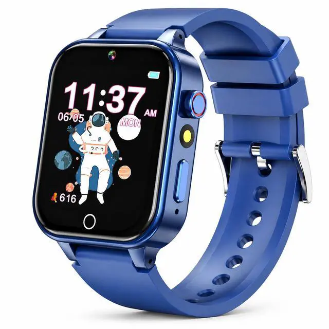 Main image of Smart Watch for Kids 4-12 Years Boys Girls, Blue | 26 Puzzle Games, Camera, Video Music Player, Pedometer, Flashlight & Alarm Clock, Learning Education Toy