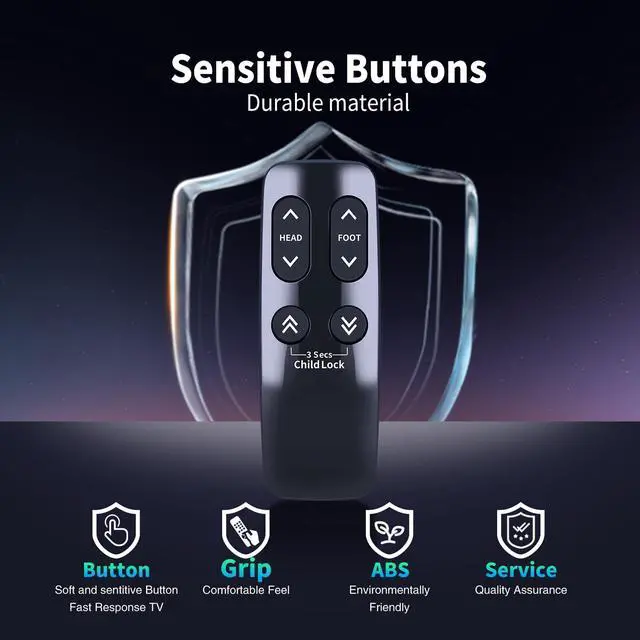 Alt view image 4 of 7 - Remote for Serta/Linak/Beautyrest Bed HC12BL0011-02/HC10BL TD33 | Easy pairing,Responsive control, Head/Foot lift, Zero Gravity