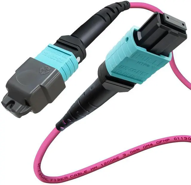 Main image of 6ft OFNP MTP/MPO Fiber Cable 12 Strand Female, MTP to MTP OM4 Multimode Fiber Optic Ptach Cord, Type B Plenum MTP Jumpers