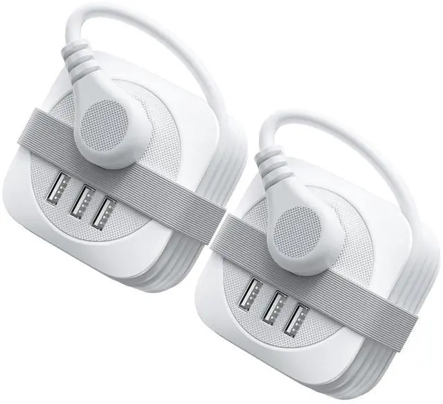 Main image of 2 Pack Travel Power Strip with USB Ports, Small Extension Cord 3 USB Ports 2 Outlets 4 Ft Wrapped Around, Compact and Portable Travel Essentials Cruise Ship Accessories Must Haves, White