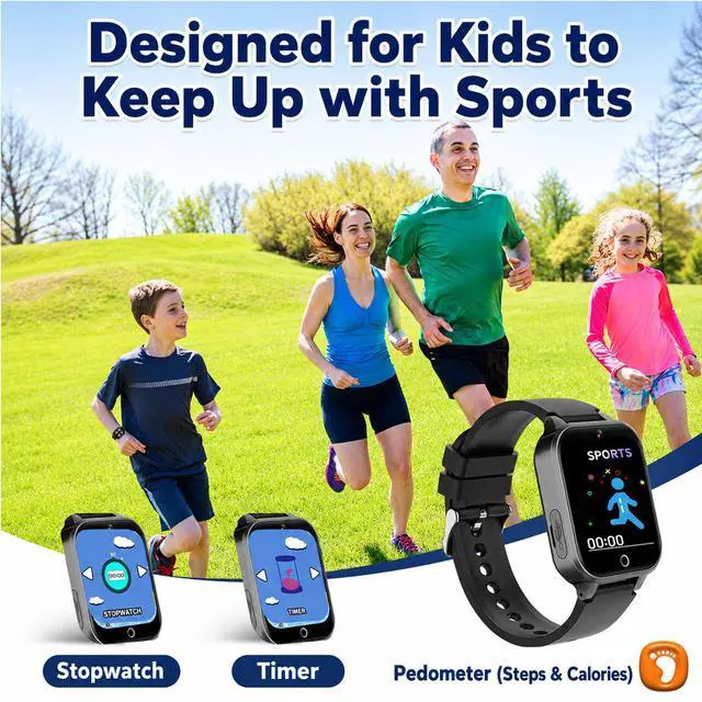Alt view image 3 of 6 - Smart Watch for Kids Boys Girls, Black | 26 Puzzle Games,Camera,Video Music Player,Pedometer,Flashlight,Alarm Clock, Learning Education Toys Gifts