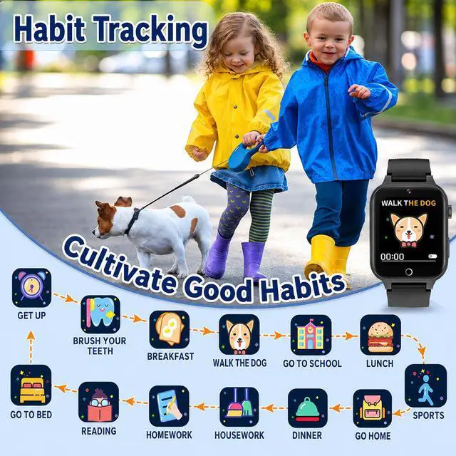 Alt view image 4 of 6 - Smart Watch for Kids Boys Girls, Black | 26 Puzzle Games,Camera,Video Music Player,Pedometer,Flashlight,Alarm Clock, Learning Education Toys Gifts